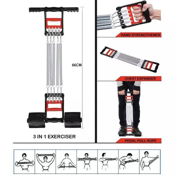 Werkon 5 Dirençli El Ayak Göğüs Yayı Çelik Yay Spor Aleti - 7