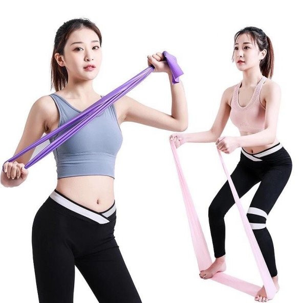 Pilates Bandı Plates Egzersiz Direnç Lastiği Mor - 5