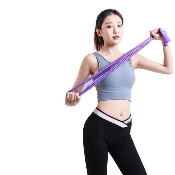 Pilates Bandı Plates Egzersiz Direnç Lastiği Mor - 6