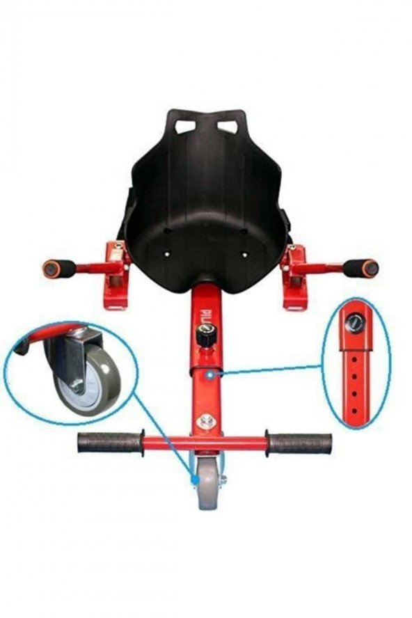 Deez Spor Hoverkart Elektrikli Kaykay Koltuk Smart Aparat Kırmızı - 6