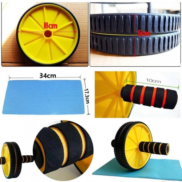 Leyaton Fitness Tüm Vücut Çalıştırma Aleti Kol Omuz Göğüs Karın Egzersiz Tekerlek Mat Hediyeli - 2