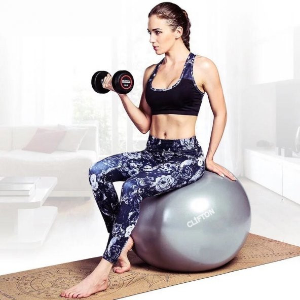 Clifton 65 Cm Fitilli Pilates Topu Ve Pompa Seti Plates Denge Yoga Spor Egzersiz Top - 3