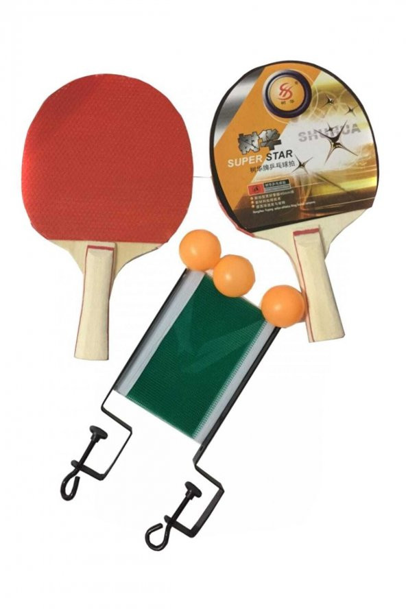 Buffer Masa Tenisi Seti - 2 Raketi + 3 Pinpon Topu + File