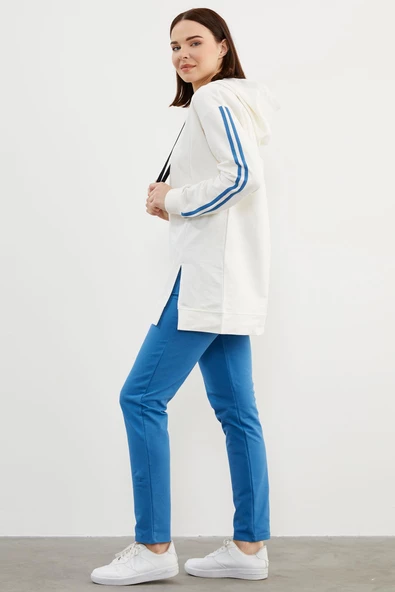Kapüşonlu Oversize Eşofman Takım - Mavi - 5