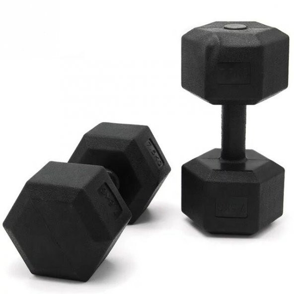 Buffer Plastik Köşeli Dambıl Set - Dumbbell Set 2X7 Kg - 3