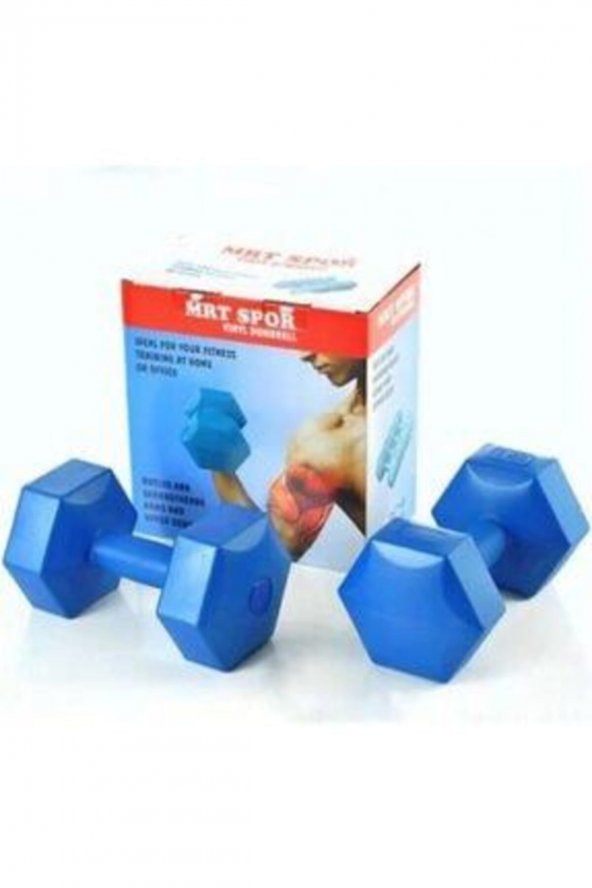 Mrt Spor 5 Kg X 2 Adet Deluxe Pvc Kaplama Mavi Plastik Dambıl Ağırlık Seti