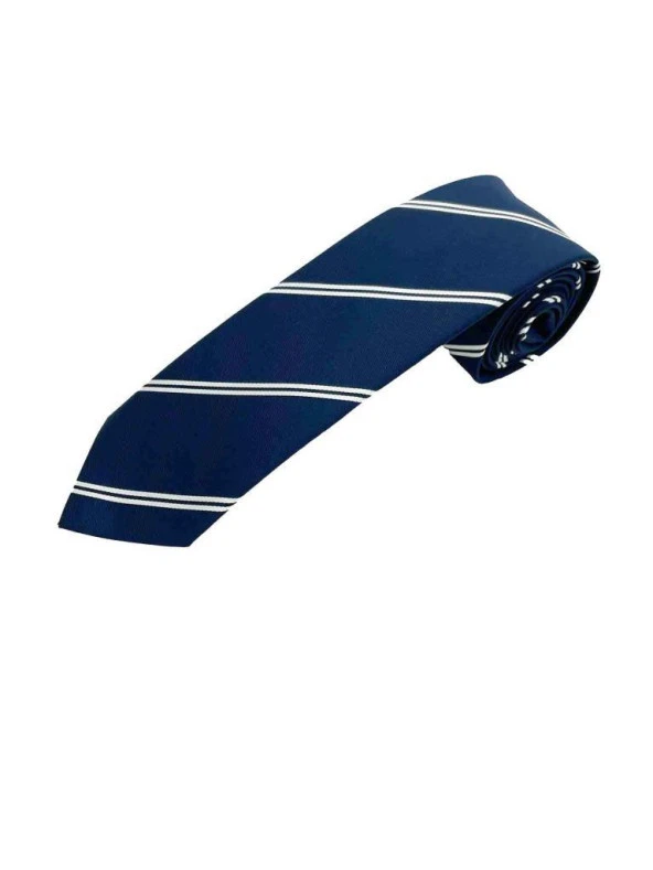 Brianze Lacivert Beyaz Çizgili Kravat - Resim 2