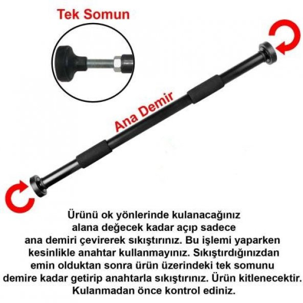 Leyaton Kapı Barfiksi Koridor Barfiksi Ayarlanabilir  76-100 cm - 2