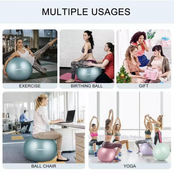 Leyaton Fuşya 65 cm Pilates Topu Büyük Boy Kalın Yoga Pilates Top - 3