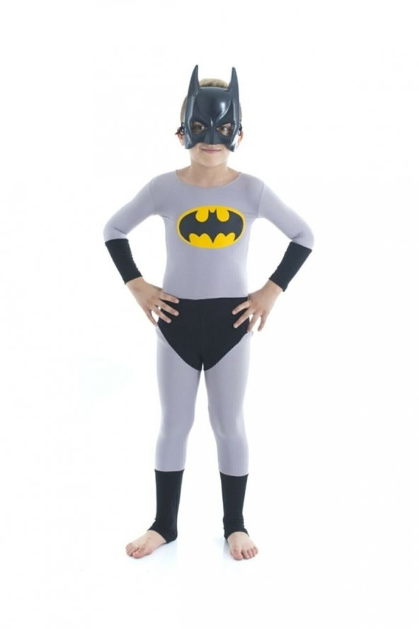 Pelerinli Batman Kostümü - Batman Kostüm - Kara Şövalye Kostümü - Maske Hediyeli 6-7 Yaş - 2