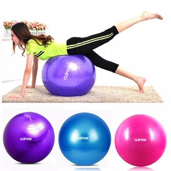 Clifton 65 cm Kalın Büyük Boy Pilates ve Egzersiz Topu  Şişirme Pompası