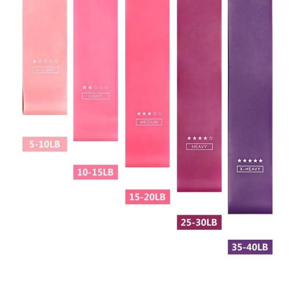 Leyaton 5 Li Farklı Dirençte Squat Bandı Hafif Orta Sert Pilates Aerobik Çalışma Lastiği Egzersiz Fitness - 2