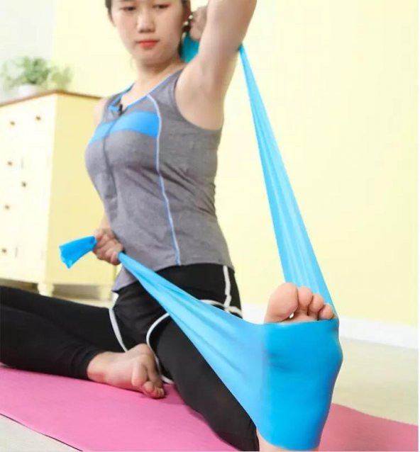 Pilates Bandı Jimnastik Plates Lastiği 120x15 Cm Egzersiz Aerobik Bant 1 Adet Mavi - 2
