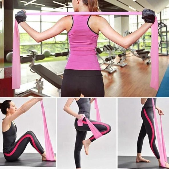 Leyaton Pilates Bandı Jimnastik Plates Lastiği 120x15 Cm Egzersiz Aerobik Bant 1 Adet Pembe - 3