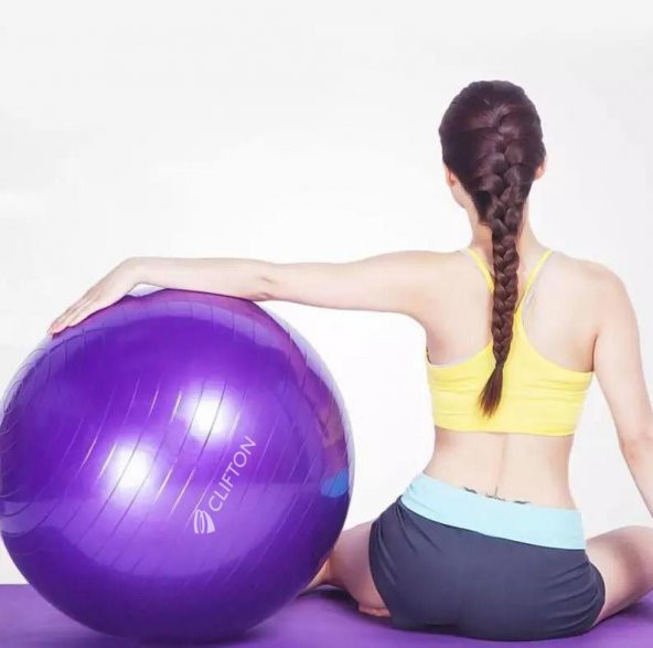 Clifton 65 cm Fitilli Pilates Topu Mor  Pompa