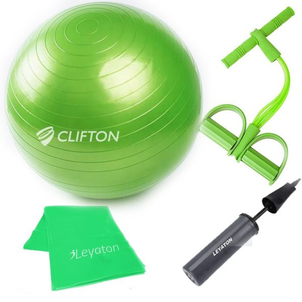 Clifton 65 cm Yeşil Dura-Strong Deluxe Pilates TopuBody Trimmer Pilates Bandı  Pompa Set