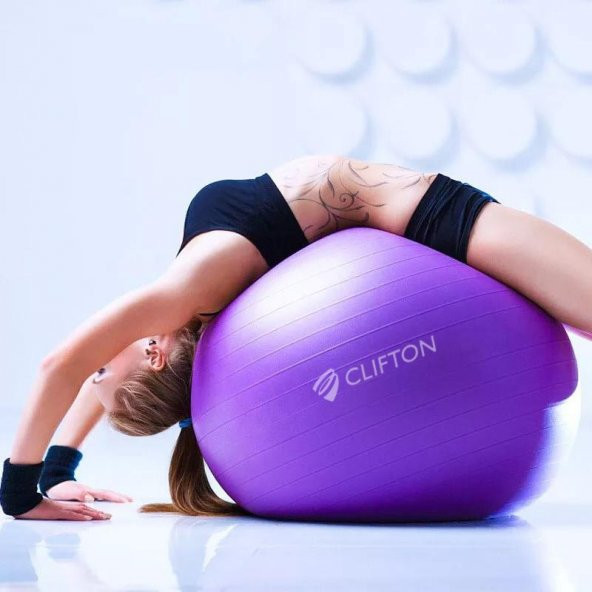 Clifton Pilates Topu Büyük Boy  65 Cm Mor Pompa Hediyeli