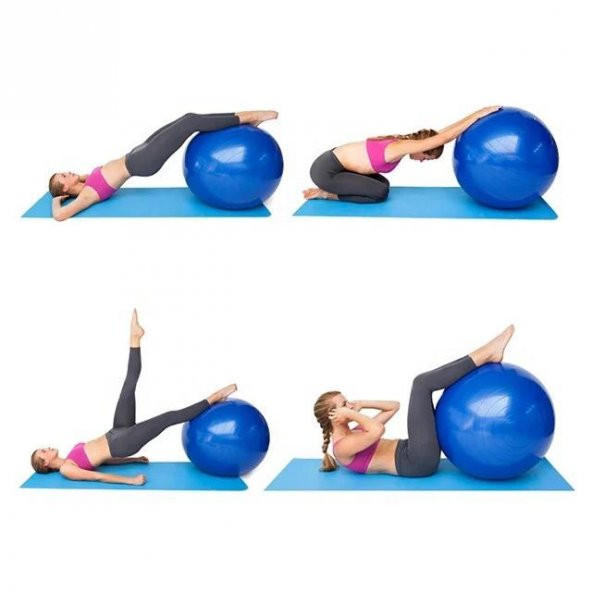 Pilates Topu 65 Cm Mavi -Top Şişirme Pompası - 4