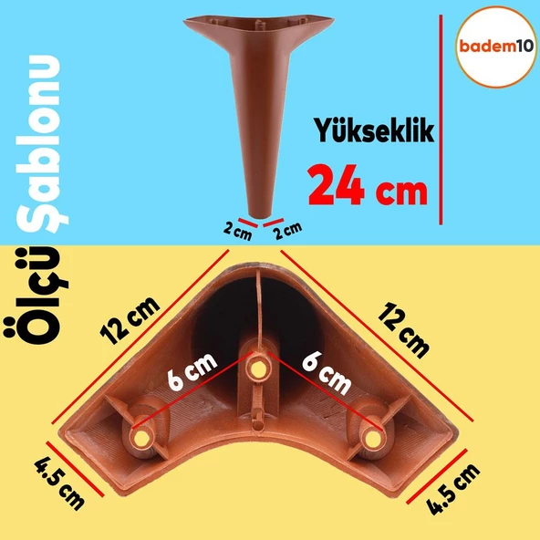 Aspen Lüks Mobilya Kanepe Koltuk Tv Ünitesi Konsol Yükseltici Ayağı Ayakları 24 Cm Kahverengi Ayak - Resim 3