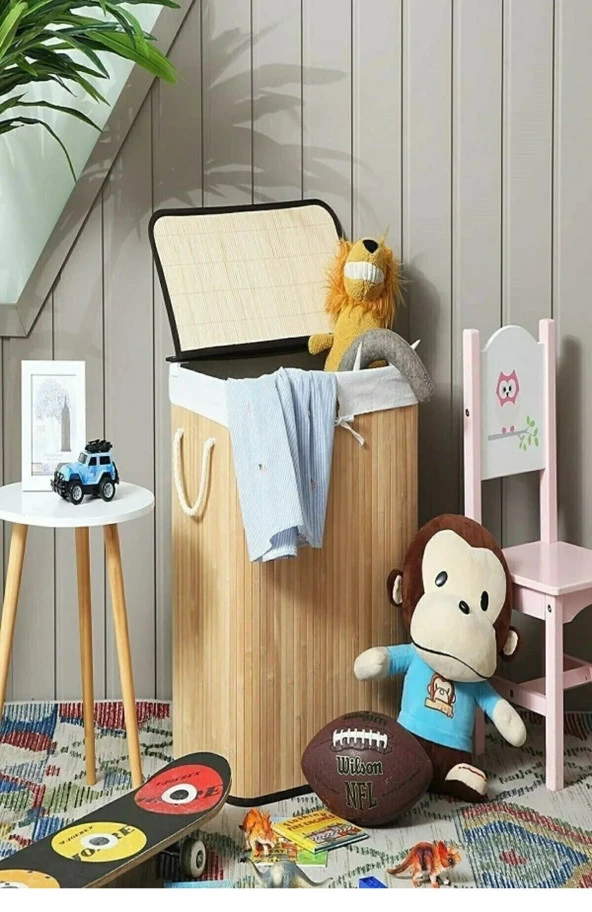 DURNES - BAMBU KATLANABİLİR ÇAMAŞIR SEPETİ - DOĞAL - 3