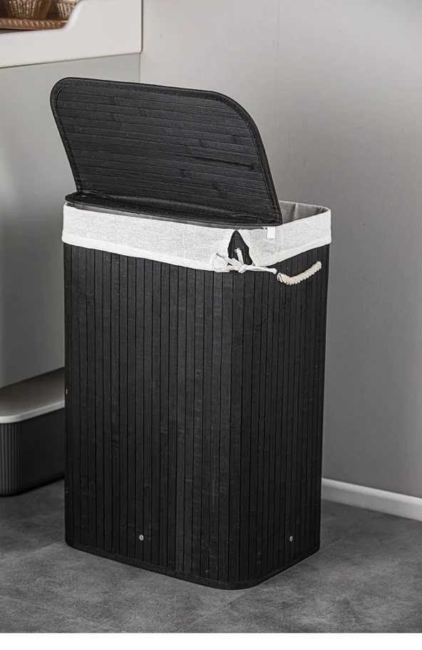 DURNES - BAMBU KATLANABİLİR ÇAMAŞIR SEPETİ - DOĞAL - 8