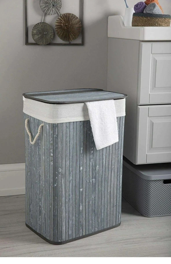 DURNES - BAMBU KATLANABİLİR ÇAMAŞIR SEPETİ - DOĞAL - 12