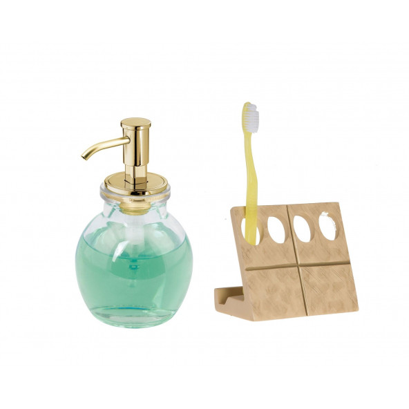 ZBOSP-C226 SIVI SABUNLUKDİŞ FIRÇALIK 2 Lİ BANYO SETİALTIN OVAL - Resim 3