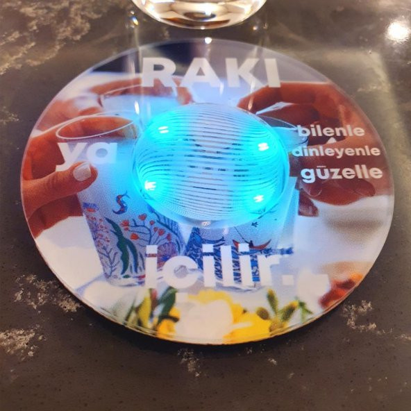 Veraart Işıklı Rakı Ya Bilenle Ya Dinleyenle Ya Güzelle İçilir Bardak Altlığı 2 li - 8