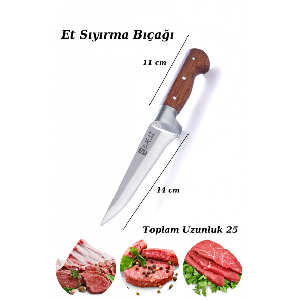 Sürmene Kasap Kurban Serisi Bıçak Seti Et Sebze Yüzme Sıyırma Bıçak Mutfak Bıçağı 3'lü - 3