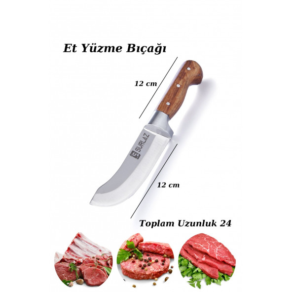 Handmade Sürmene Kasap Kurban Serisi Bıçak Seti Et Sebze Yüzme Sıyırma Bıçak Mutfak Bıçağı 3'lü - 5