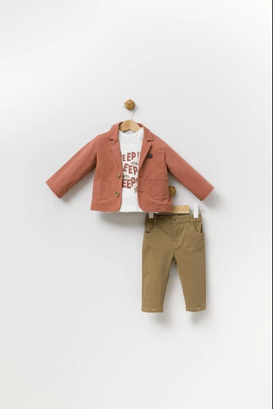 Gabardin Ceket Pantolon Badi Bayramlık Erkek Çocuk Spor Takım Elbise 3'lü 13818 - 4