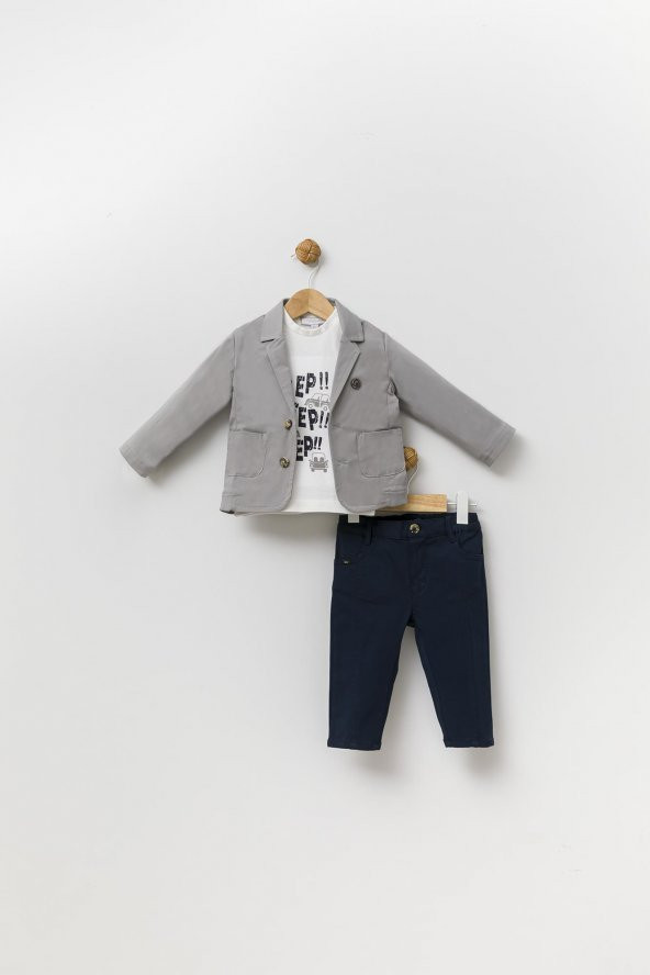 Gabardin Ceket Pantolon Badi Bayramlık Erkek Çocuk Spor Takım Elbise 3'lü 13818