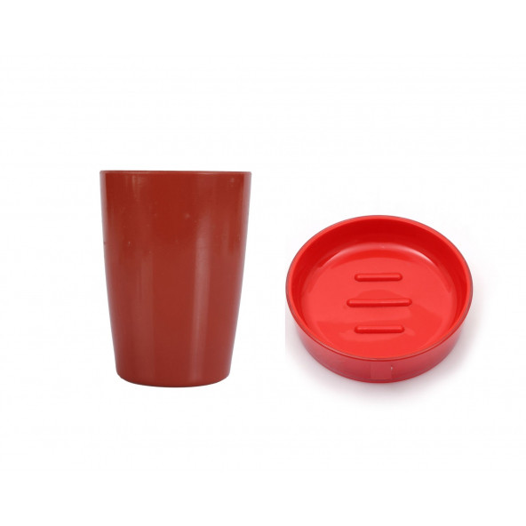 ZBOSP-C231 DİŞ FIRÇALIKSABUNLUK 2 Lİ BANYO SETİKIRMIZI RENKLİ - Resim 2