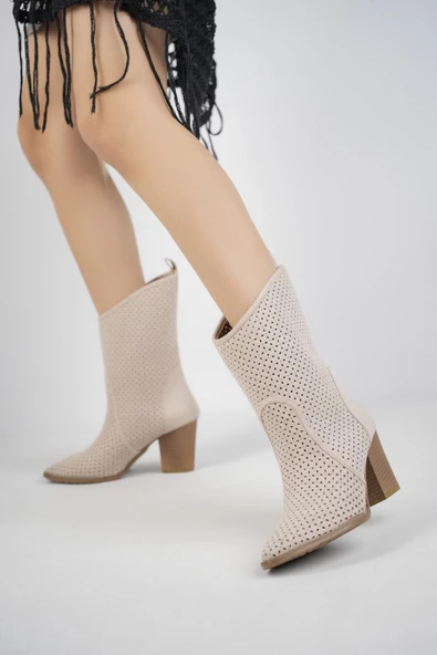 Muggo İndiana Garantili Kadın Lazer Kesim Şık Tarz ve Rahat Kovboy Yazlık Bot - 4