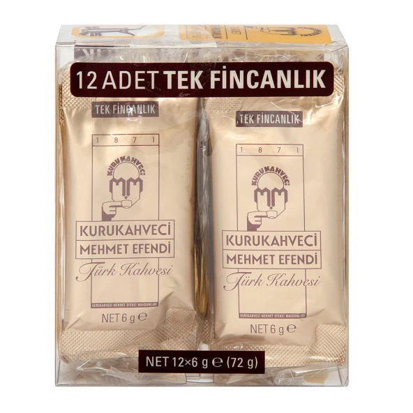 Kurukahveci Mehmet Efendi Türk Kahvesi 12x6 gr Tek İçimlik Ambalaj