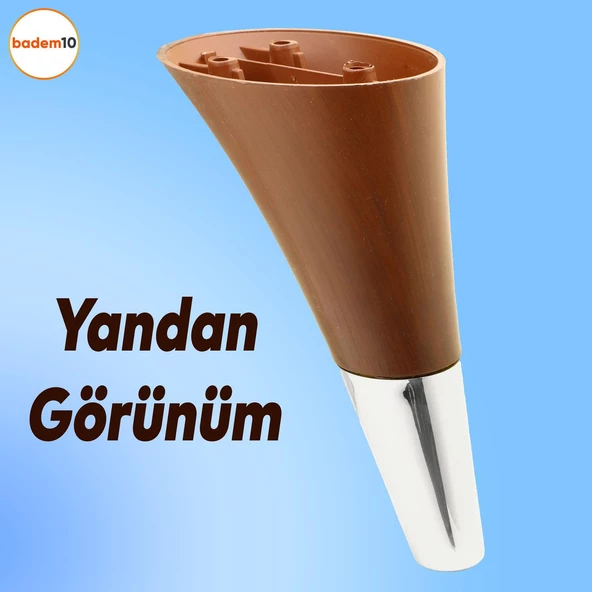 Clara Mobilya Kanepe Sehpa Tv Ünitesi Baza Koltuk Ayağı Kahverengi Krom Renk 12 Cm Ayakları - 7