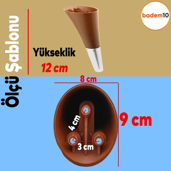 Clara Mobilya Kanepe Sehpa Tv Ünitesi Baza Koltuk Ayağı Kahverengi Krom Renk 12 Cm Ayakları - 4