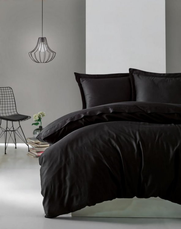 Cotton Box Elegant Saten Çift Kişilik Nevresim Takımı Siyah