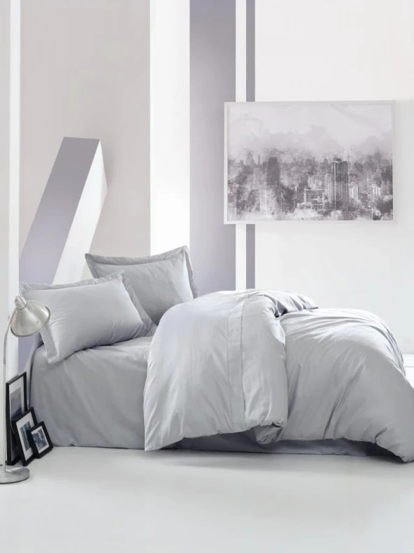 Cotton Box Elegant Saten Çift Kişilik Nevresim Takımı - Gri