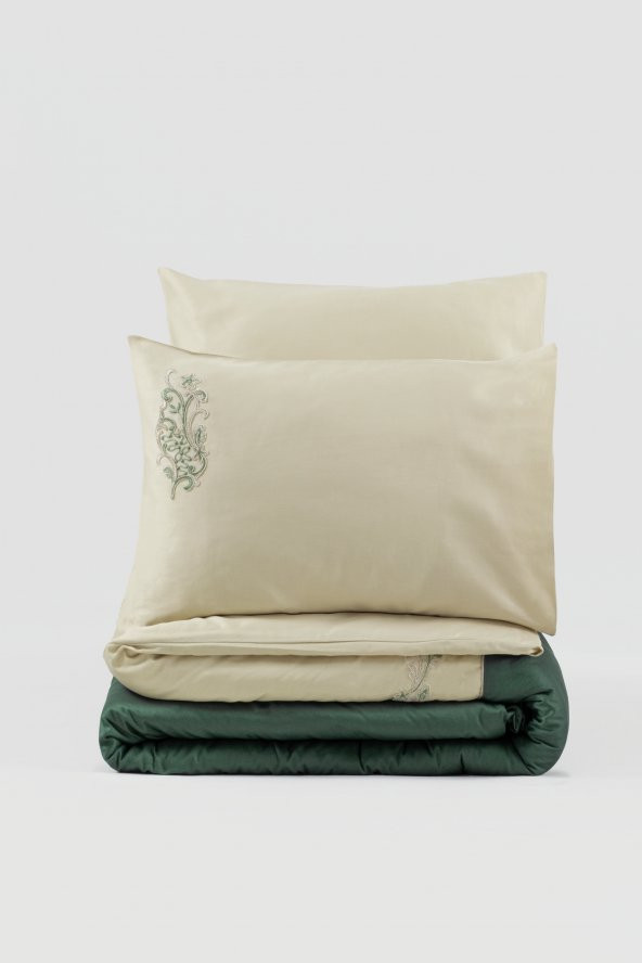 Cotton Box Brode Saten Çift Kişilik Nevresim Takımı Andy Yeşil - 2