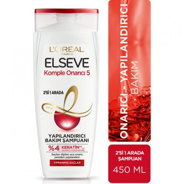 LOréal Paris Elseve Komple Onarıcı 5 Yapılandırıcı Bakım Şampuanı 2si 1 Arada 450 ml