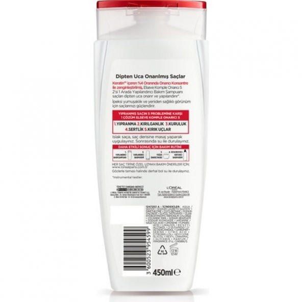 LOréal Paris Elseve Komple Onarıcı 5 Yapılandırıcı Bakım Şampuanı 2si 1 Arada 450 ml - 3
