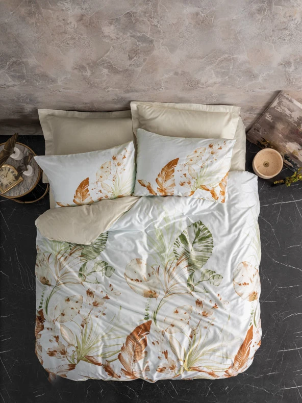 Cotton Box Saten Çift Kişilik Nevresim Takımı Luster Bej ürün görseli 1