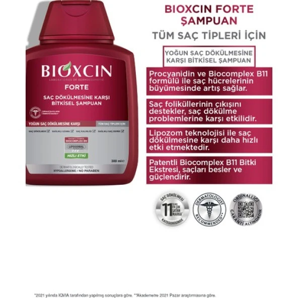 Bioxcin Forte Saç Dökülmesine Karşı Şampuan 300 ml - 3