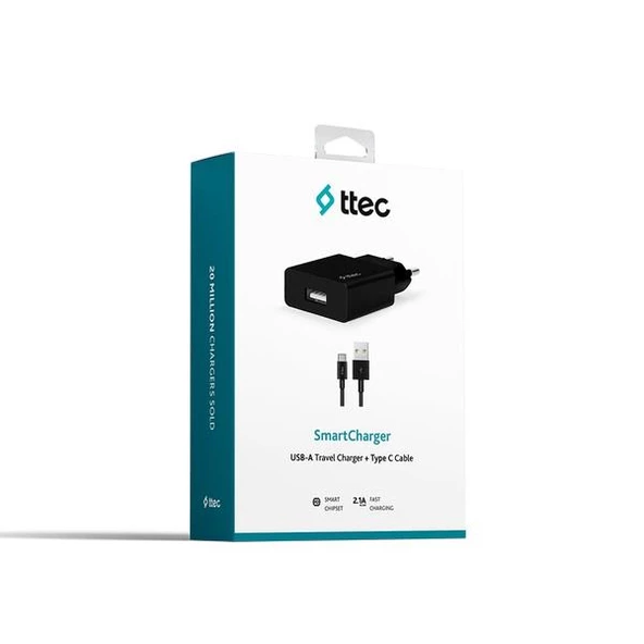 Ttec 2SCS20CS Smartcharger Seyahat Şarj Aleti 2.1A + Type-C Kablo Siyah - 4