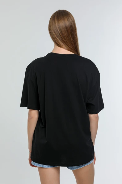 Süperlife Kadın Bisiklet Yaka Regular Fit Californıa Baskılı Tişort SPR21YK22 - 6