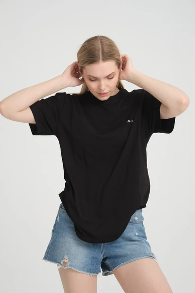 Süperlife Kadın Bisiklet Yaka Regular Fit  Air Baskılı Tişort SPR21YK23 - 6