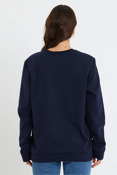 Süperlife Kadın Bisiklet Yaka Oversize Fit Brooklyn Baskılı İnce Sweatshirt SPR23SWK330 - Resim 6