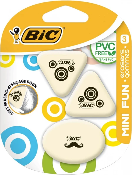 Bic Mini Fun 3'lü Kauçuk Çocuk Okul Silgisi / 927870