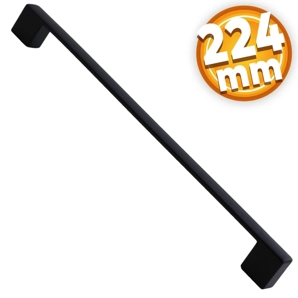 Gölcük (224 MM - 22.4 CM) Mat Siyah Mobilya Mutfak Dolap Çekmece Dolabı Metal Kulpu Kulbu Kulpları